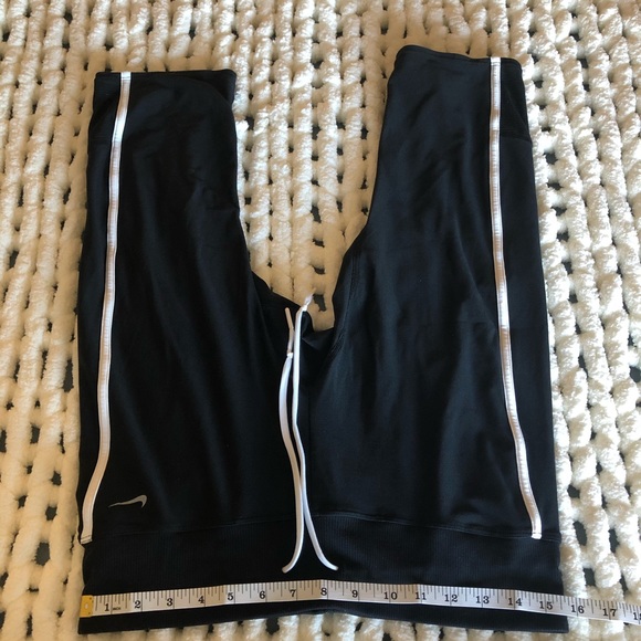 Nike Pants - Nike Cropped Black Leggings with White Stripes